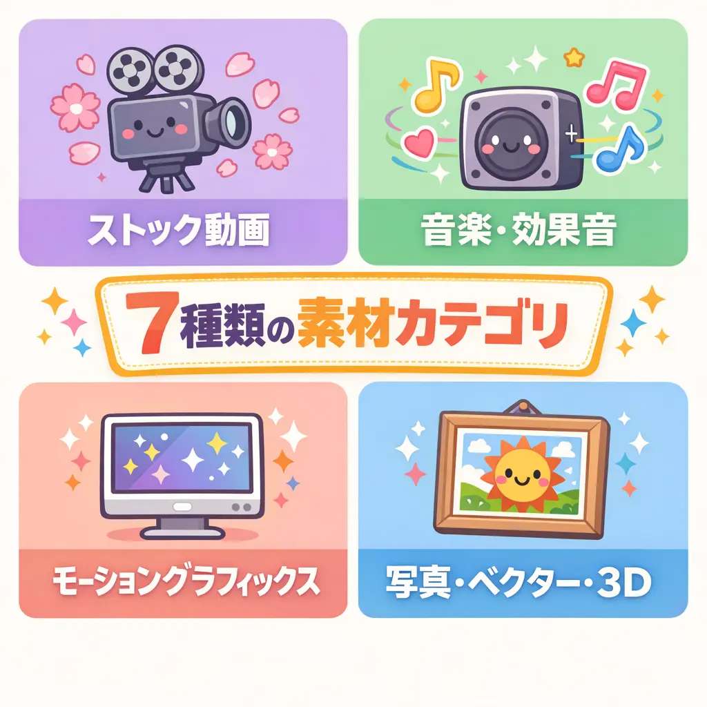 Motion Elementsが提供する素材の種類 - motion elements